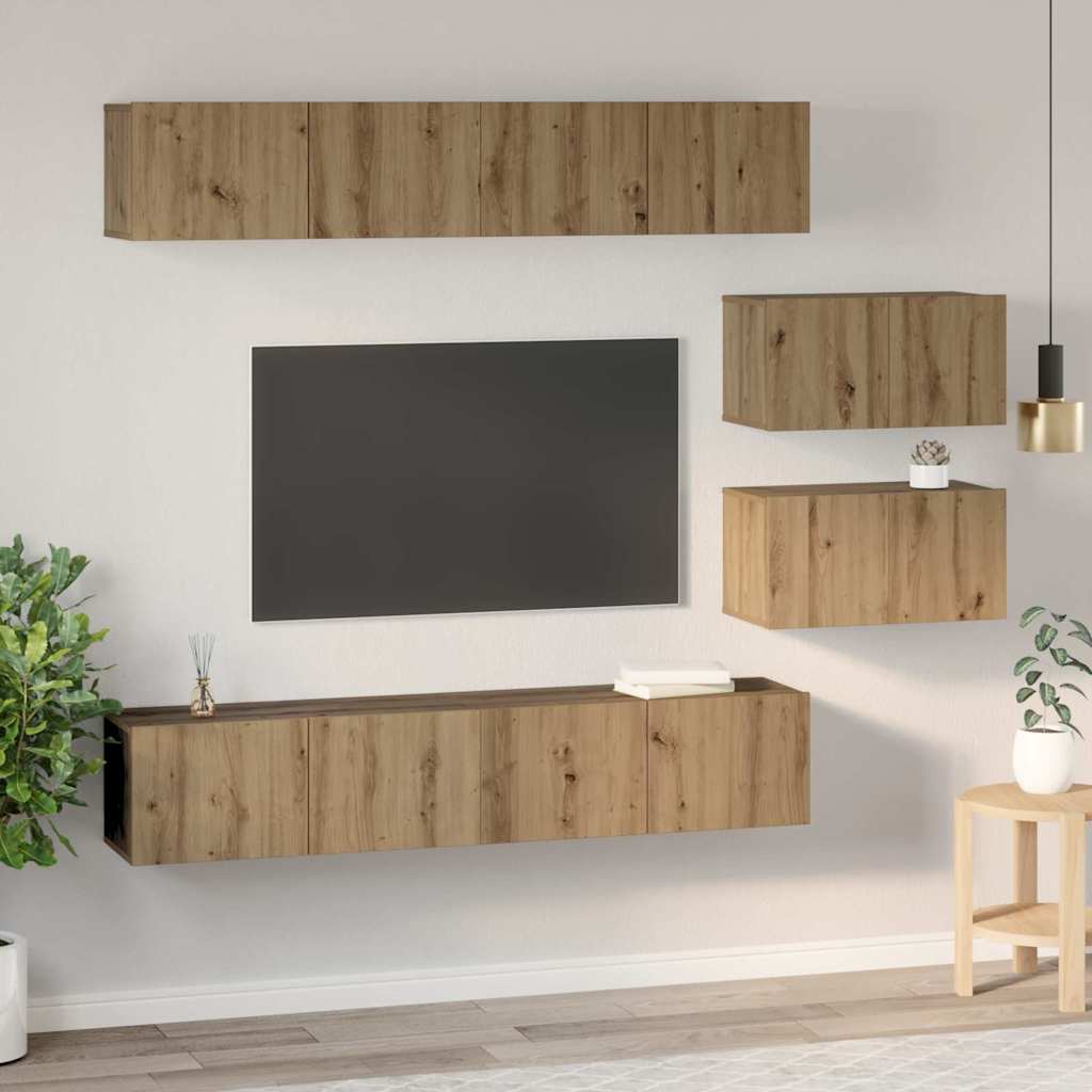 Ensemble meuble TV 6 pcs Chêne artisanal Bois d'ingénierie - XIOS