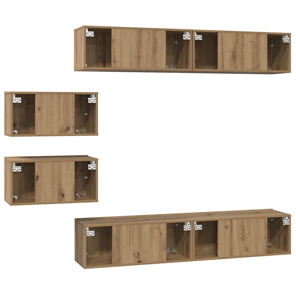 Ensemble meuble TV 6 pcs Chêne artisanal Bois d'ingénierie - XIOS