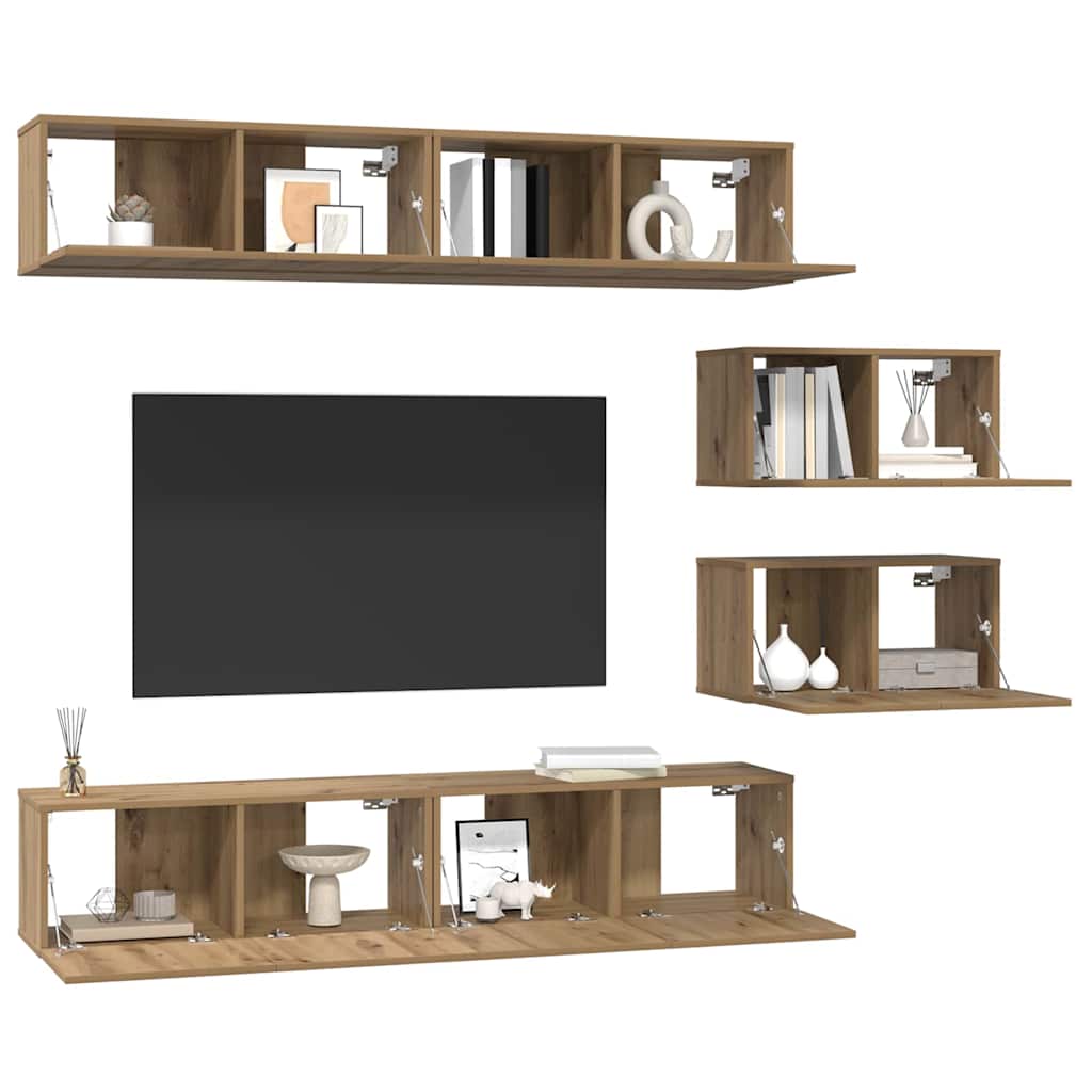 Ensemble meuble TV 6 pcs Chêne artisanal Bois d'ingénierie - XIOS