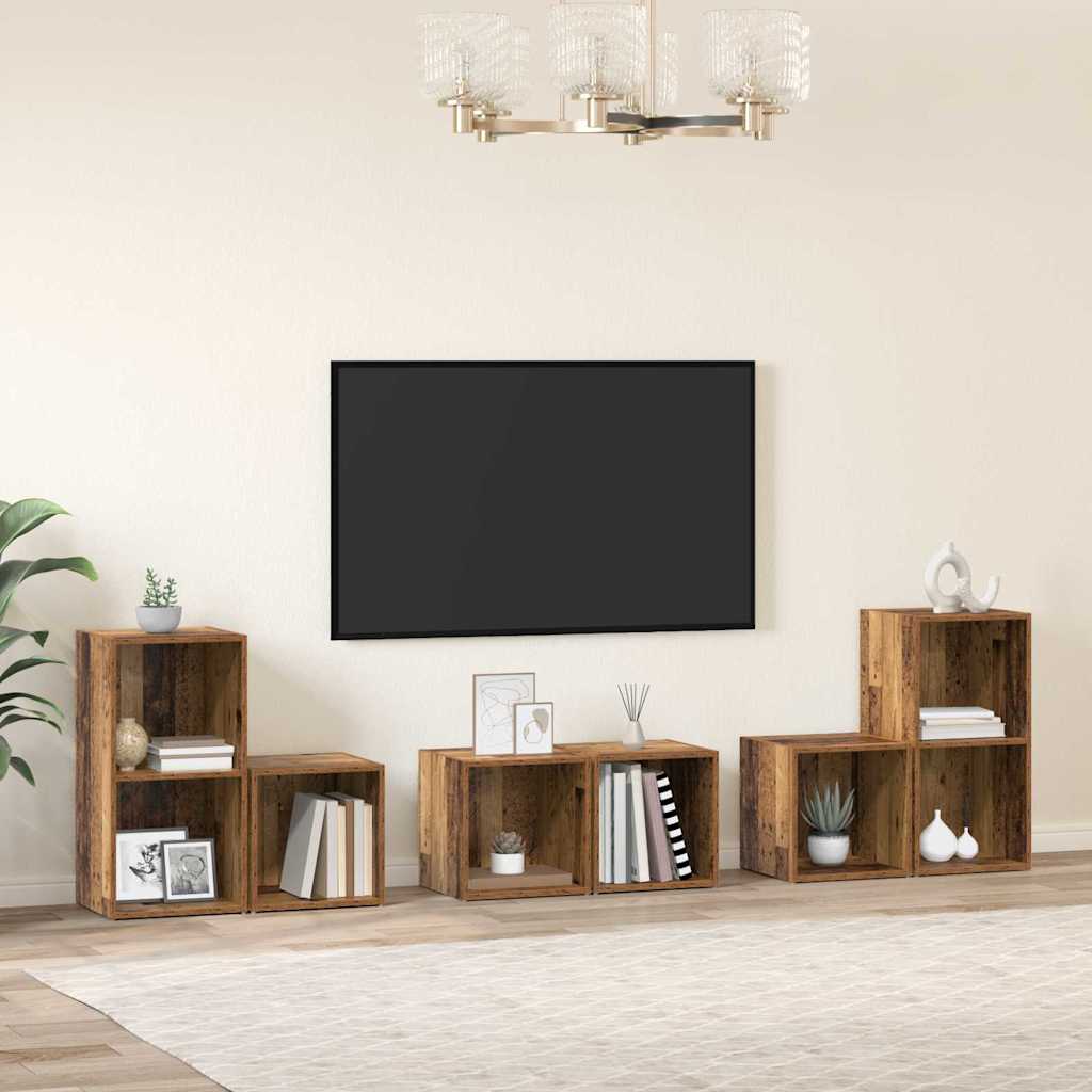 Ensemble de meubles TV 6 pcs Bois Ancien 37 x 35 x 72 cm - XIOS