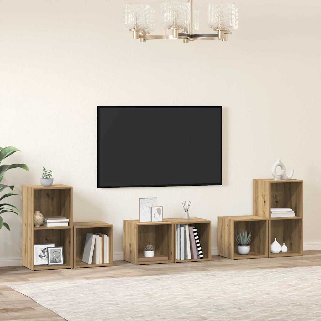 Ensemble meuble TV 6 pcs Chêne artisanal Bois d'ingénierie - XIOS