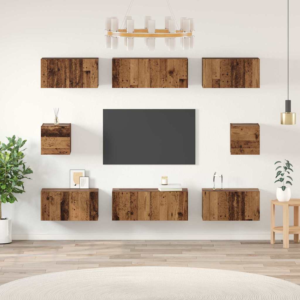 Ensemble meuble TV 8 pcs Bois Ancien Bois d'ingénierie - XIOS