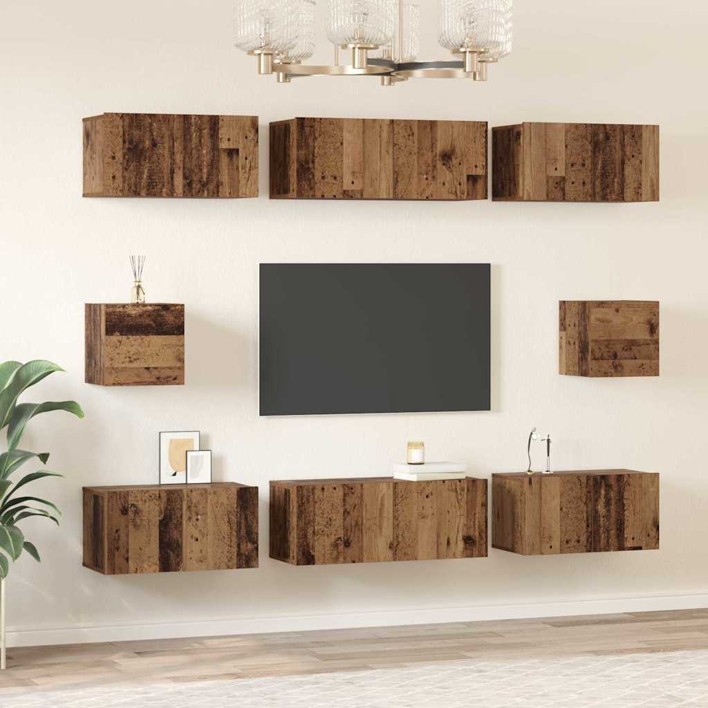 Ensemble meuble TV 8 pcs Bois Ancien Bois d'ingénierie - XIOS