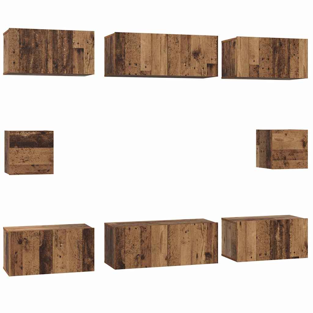 Ensemble meuble TV 8 pcs Bois Ancien Bois d'ingénierie - XIOS