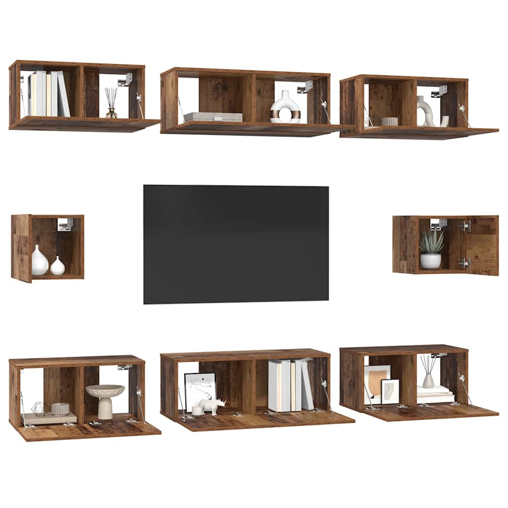 Ensemble meuble TV 8 pcs Bois Ancien Bois d'ingénierie - XIOS
