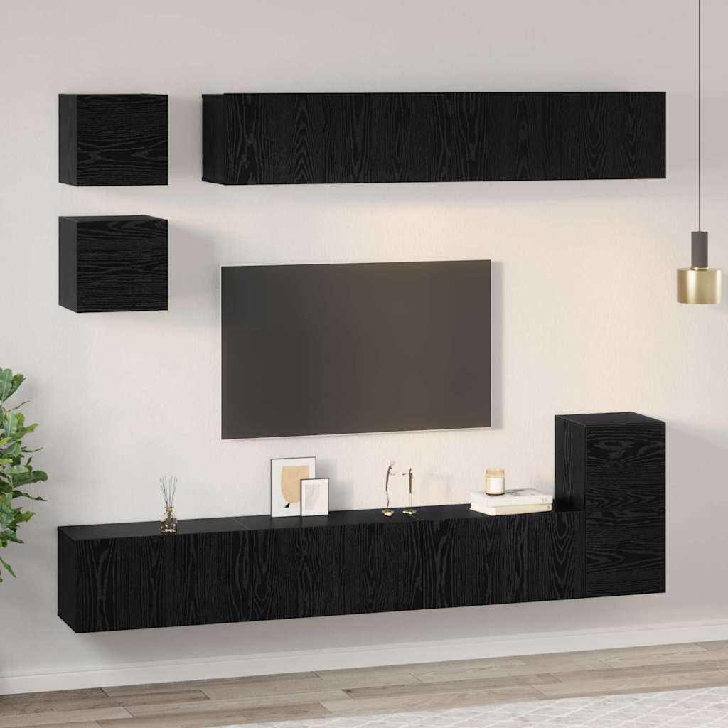 Ensemble meuble TV 8 pcs Chêne noir Bois d'ingénierie - XIOS