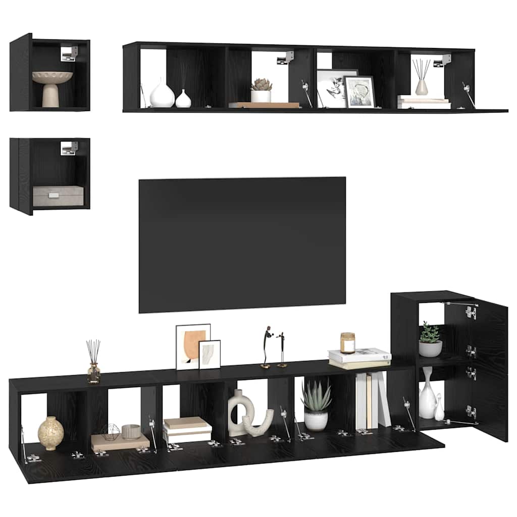 Ensemble meuble TV 8 pcs Chêne noir Bois d'ingénierie - XIOS