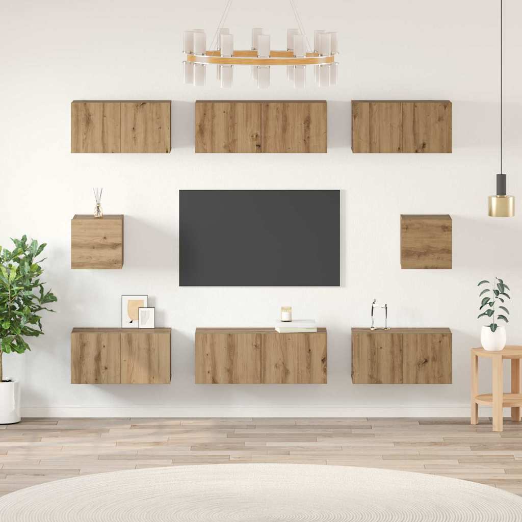 Ensemble meuble TV 8 pcs Chêne artisanal Bois d'ingénierie - XIOS