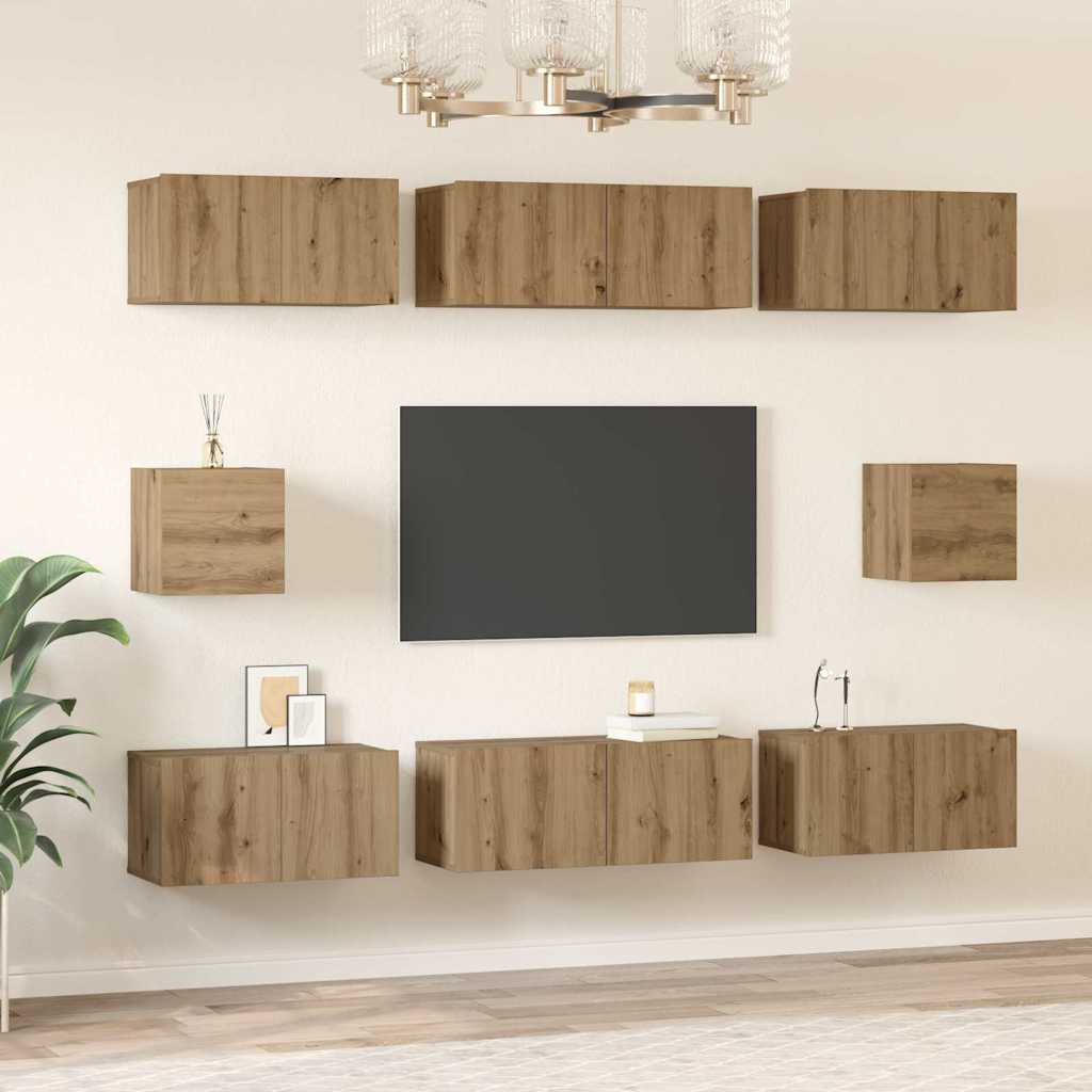 Ensemble meuble TV 8 pcs Chêne artisanal Bois d'ingénierie - XIOS