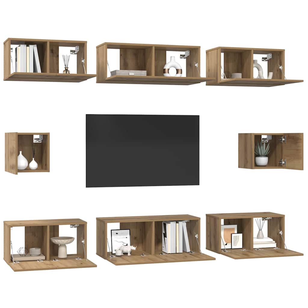 Ensemble meuble TV 8 pcs Chêne artisanal Bois d'ingénierie - XIOS