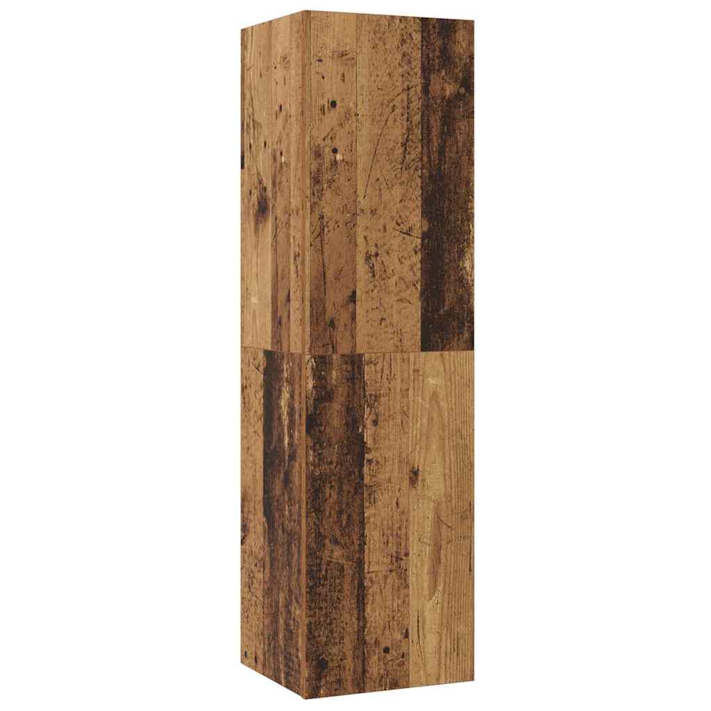 Meuble TV mural 4 pc Bois Ancien Bois d'ingénierie