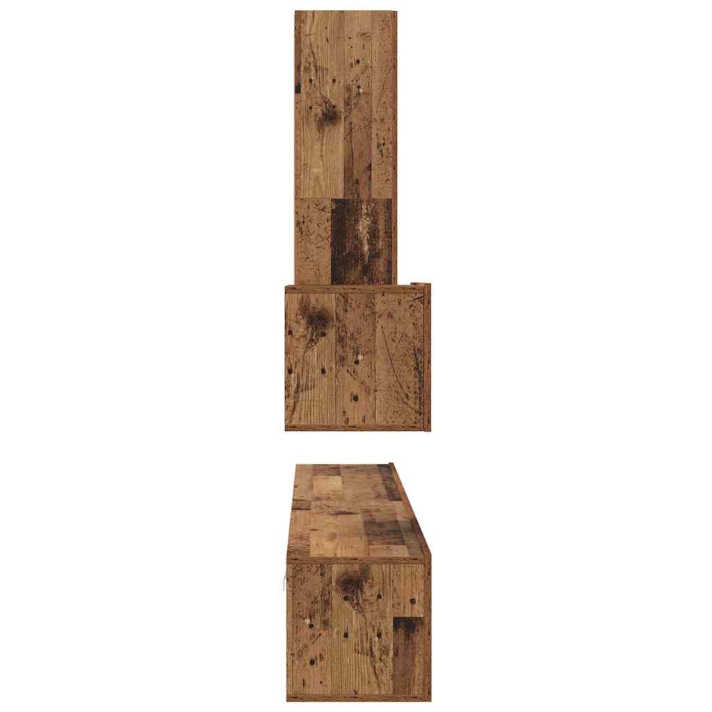 Meuble TV mural 4 pc Bois Ancien Bois d'ingénierie
