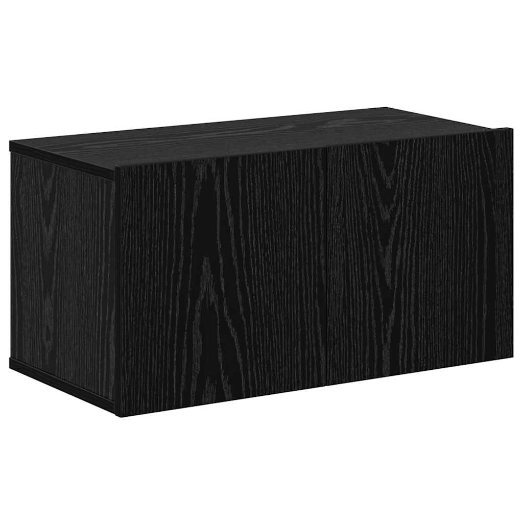 Meuble TV mural 4 pc Chêne noir Bois d'ingénierie