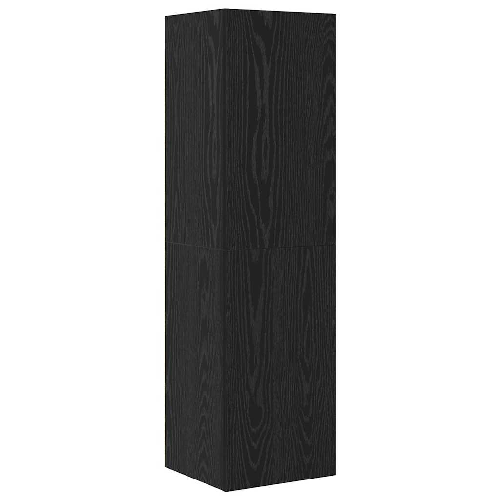 Meuble TV mural 4 pc Chêne noir Bois d'ingénierie