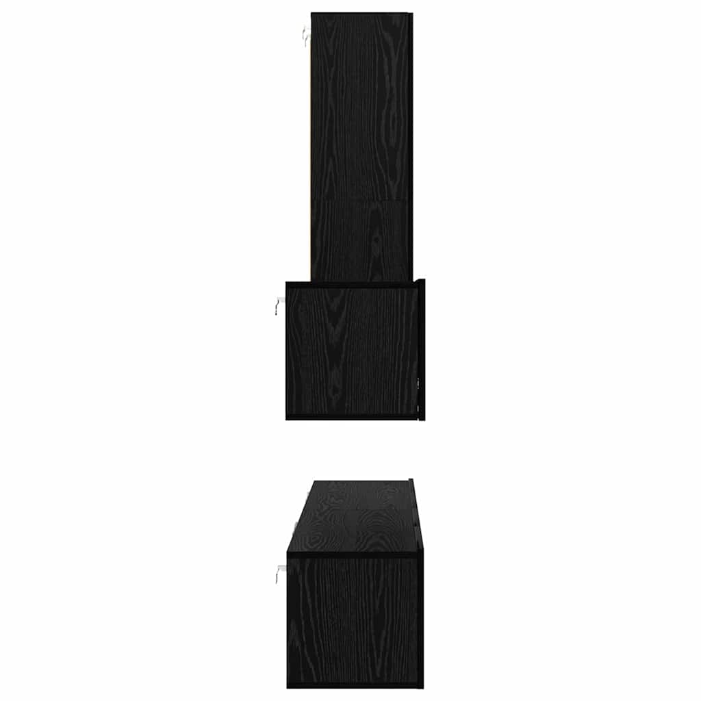 Meuble TV mural 4 pc Chêne noir Bois d'ingénierie