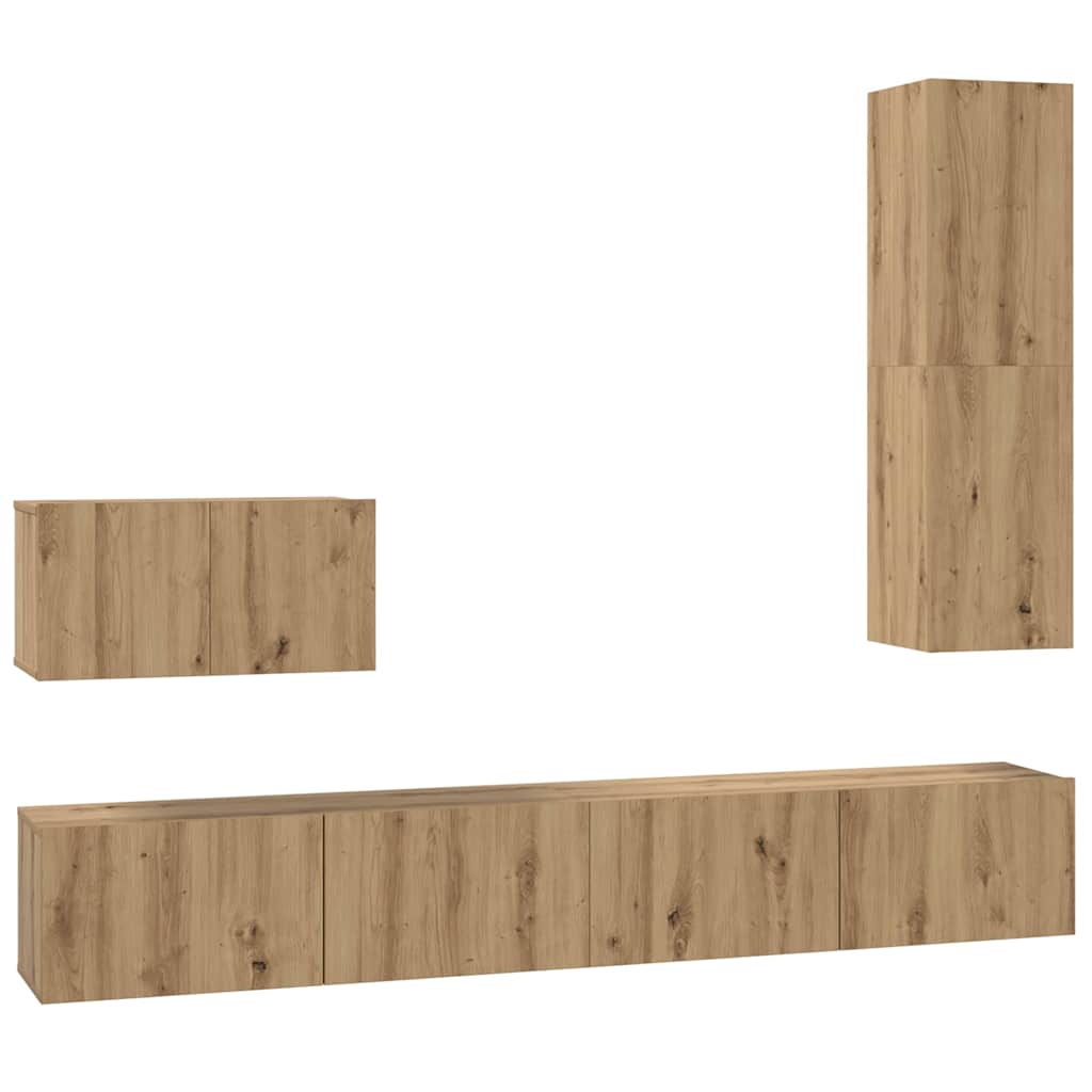 Meuble TV mural 4 pcs Chêne artisanal Bois d'ingénierie - XIOS