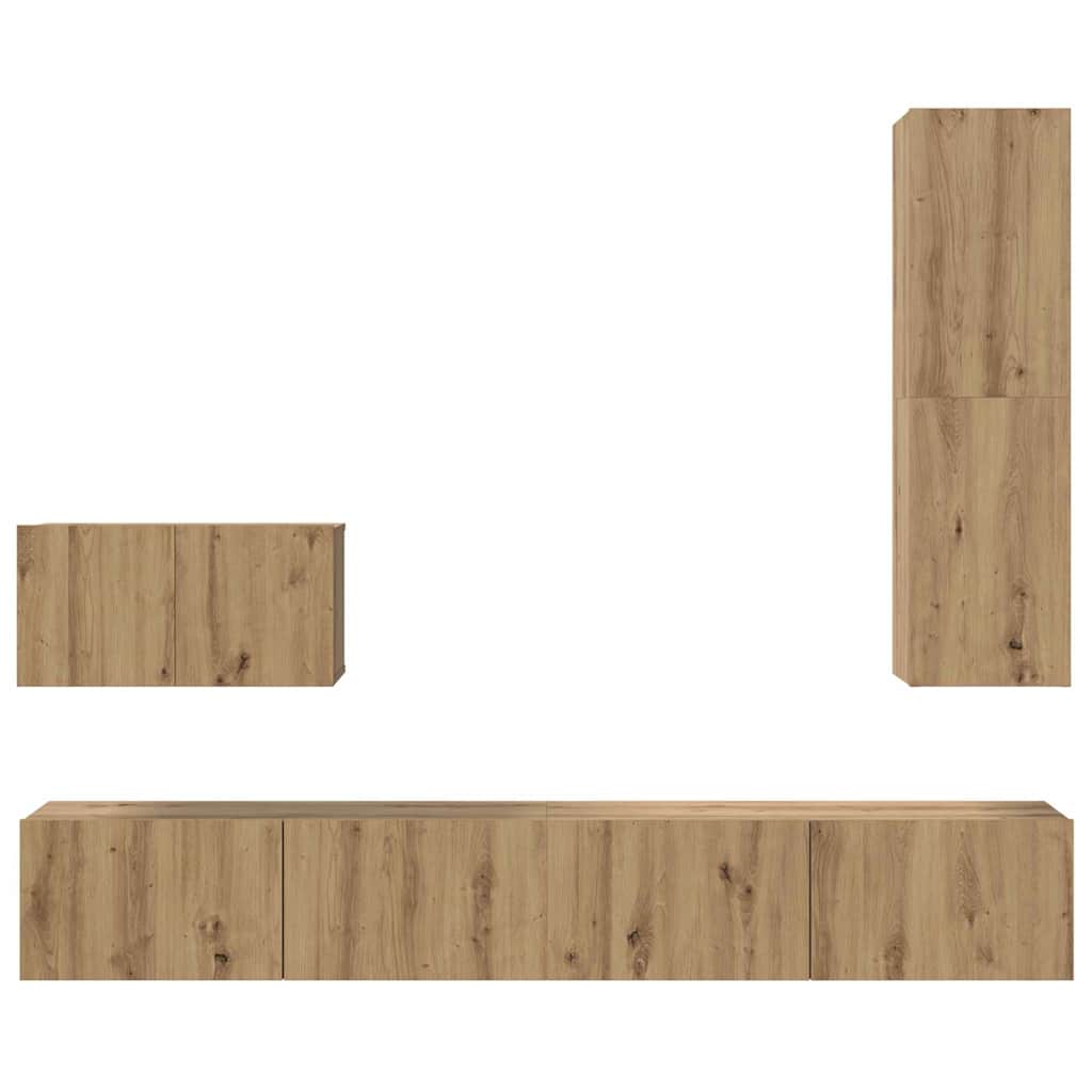 Meuble TV mural 4 pcs Chêne artisanal Bois d'ingénierie - XIOS
