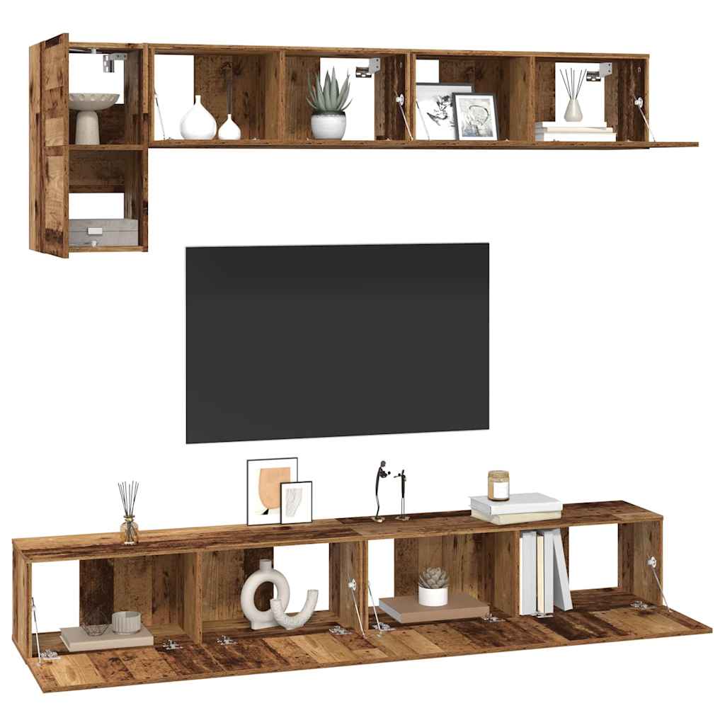 Ensemble meuble TV 5 pcs Bois Ancien Bois d'ingénierie - XIOS