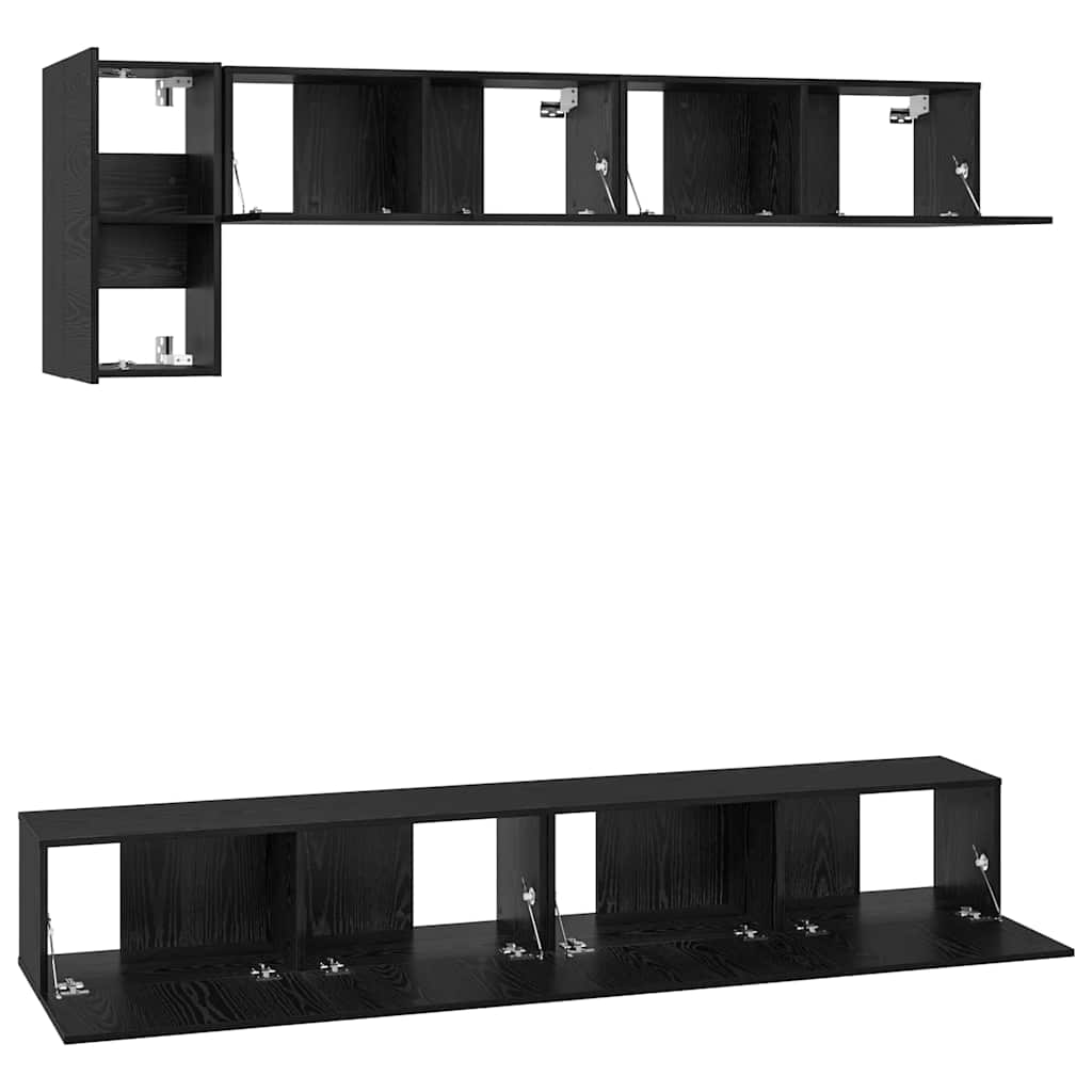 Ensemble meuble TV 5 pc Chêne noir Bois d'ingénierie