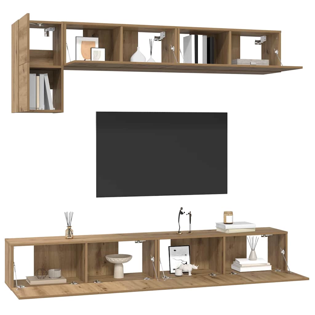 Ensemble meuble TV 5 pcs Chêne artisanal Bois d'ingénierie - XIOS