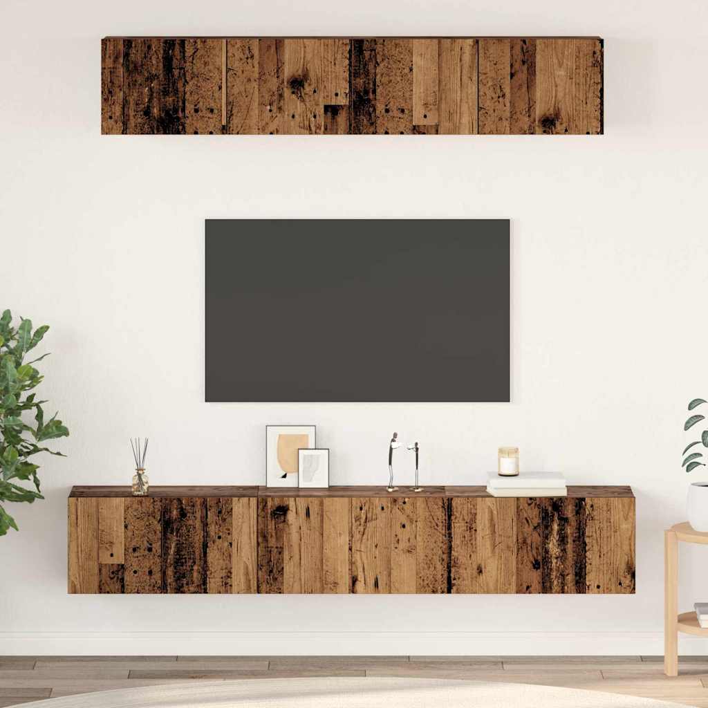 Ensemble meuble TV 5 pc Bois Ancien Bois d'ingénierie