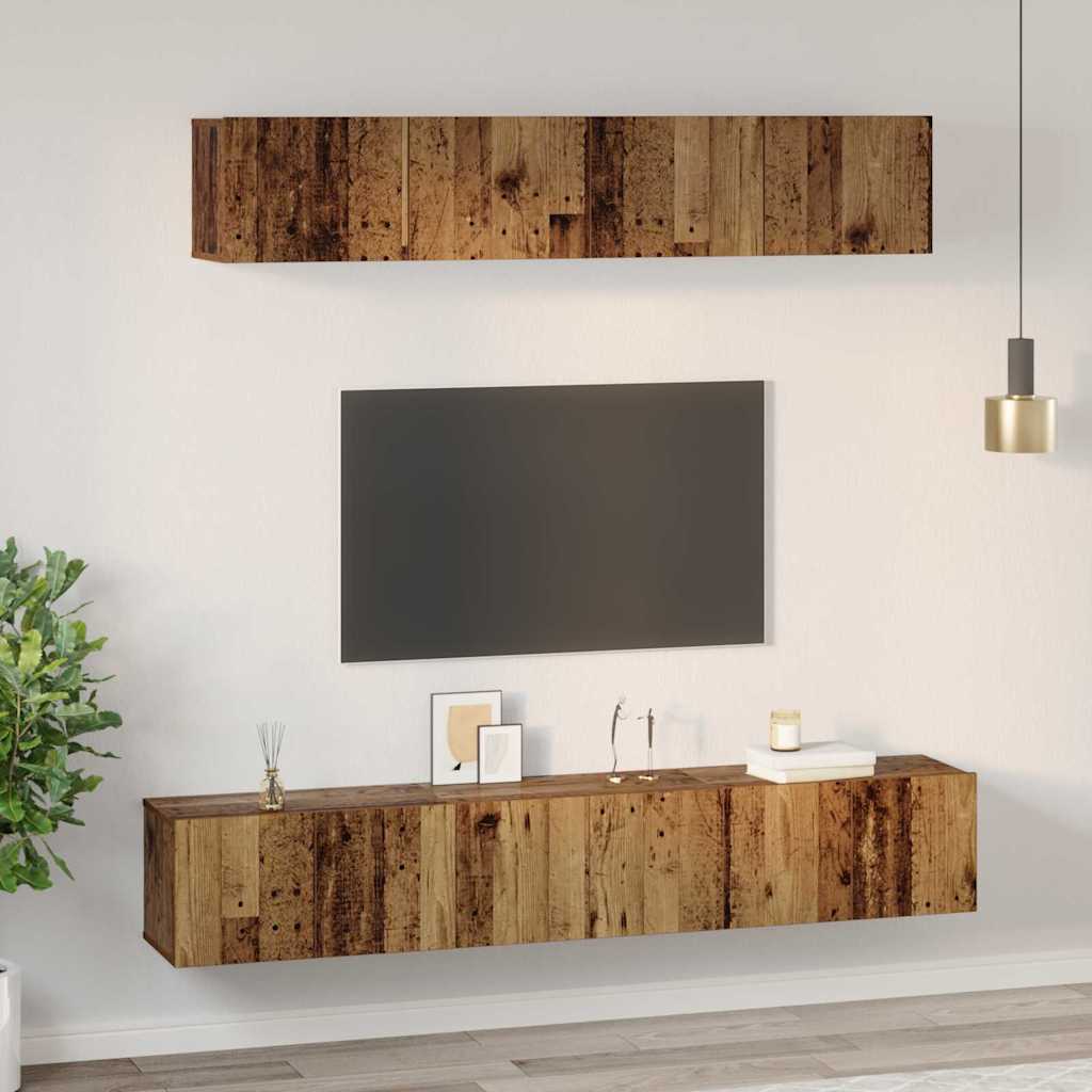 Ensemble meuble TV 5 pc Bois Ancien Bois d'ingénierie