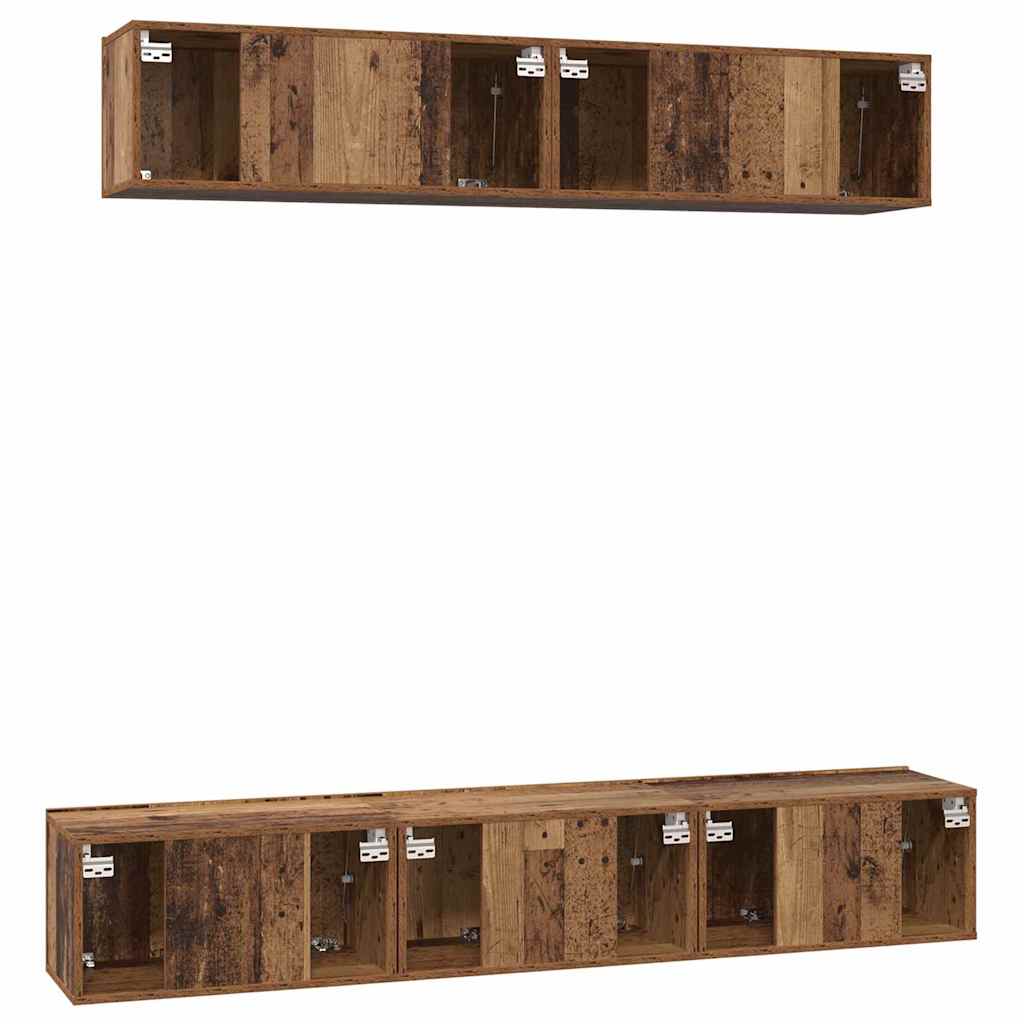 Ensemble meuble TV 5 pc Bois Ancien Bois d'ingénierie