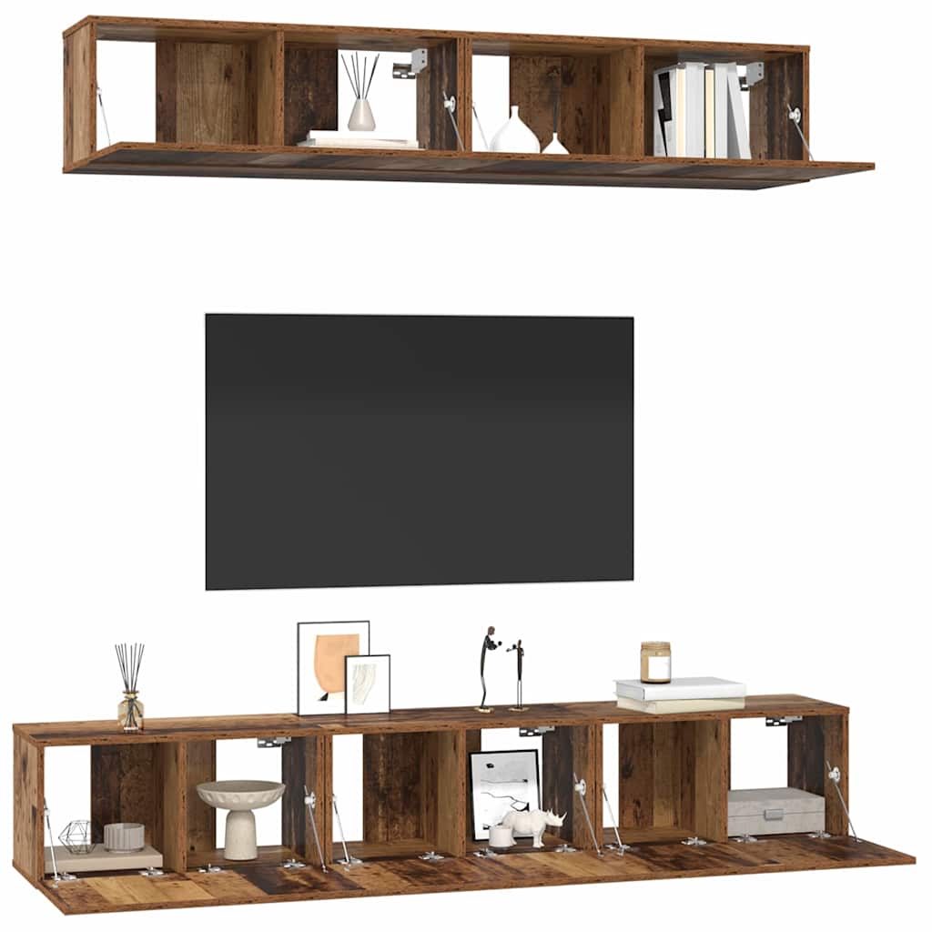 Ensemble meuble TV 5 pc Bois Ancien Bois d'ingénierie