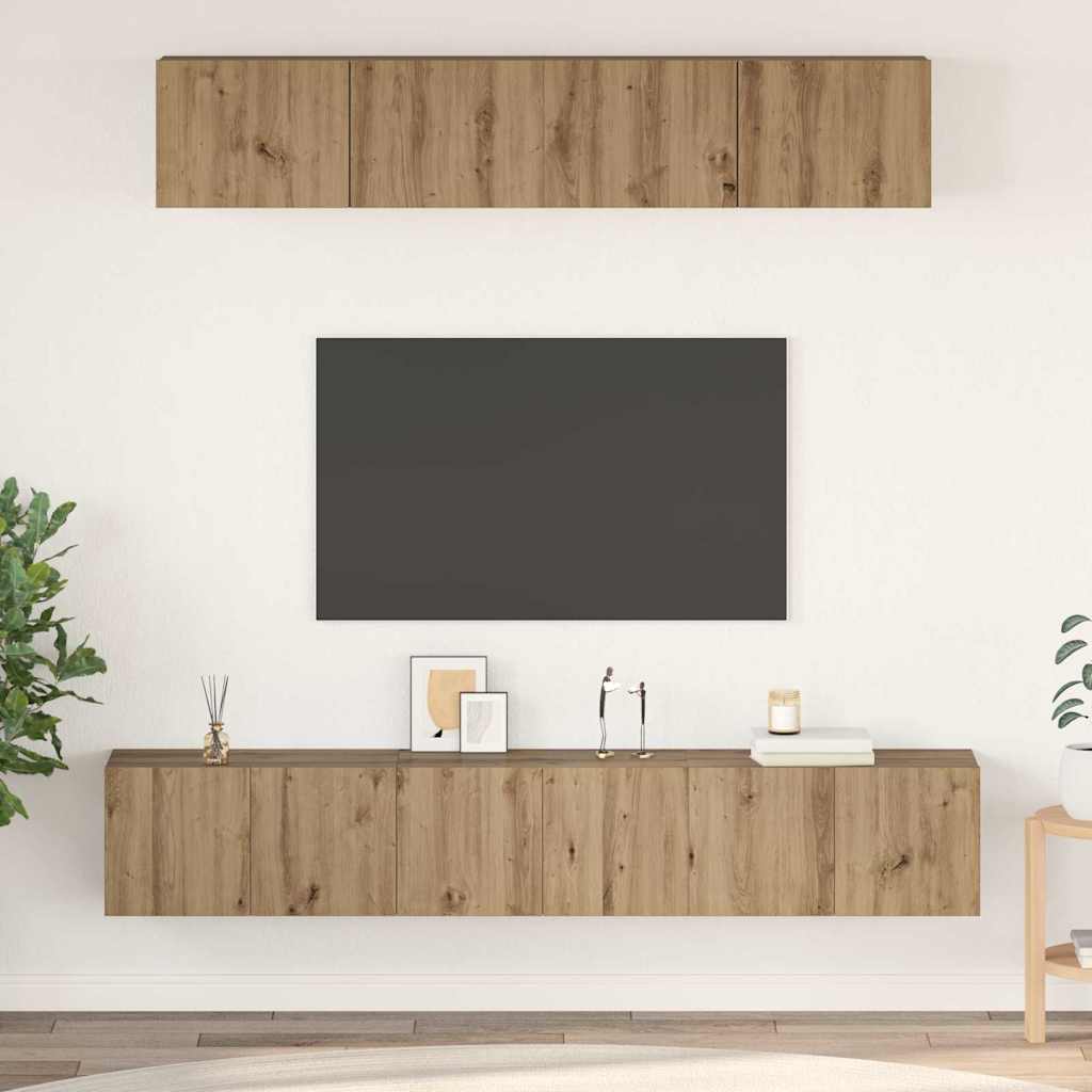 Ensemble meuble TV 5 pc Chêne artisanal Bois d'ingénierie