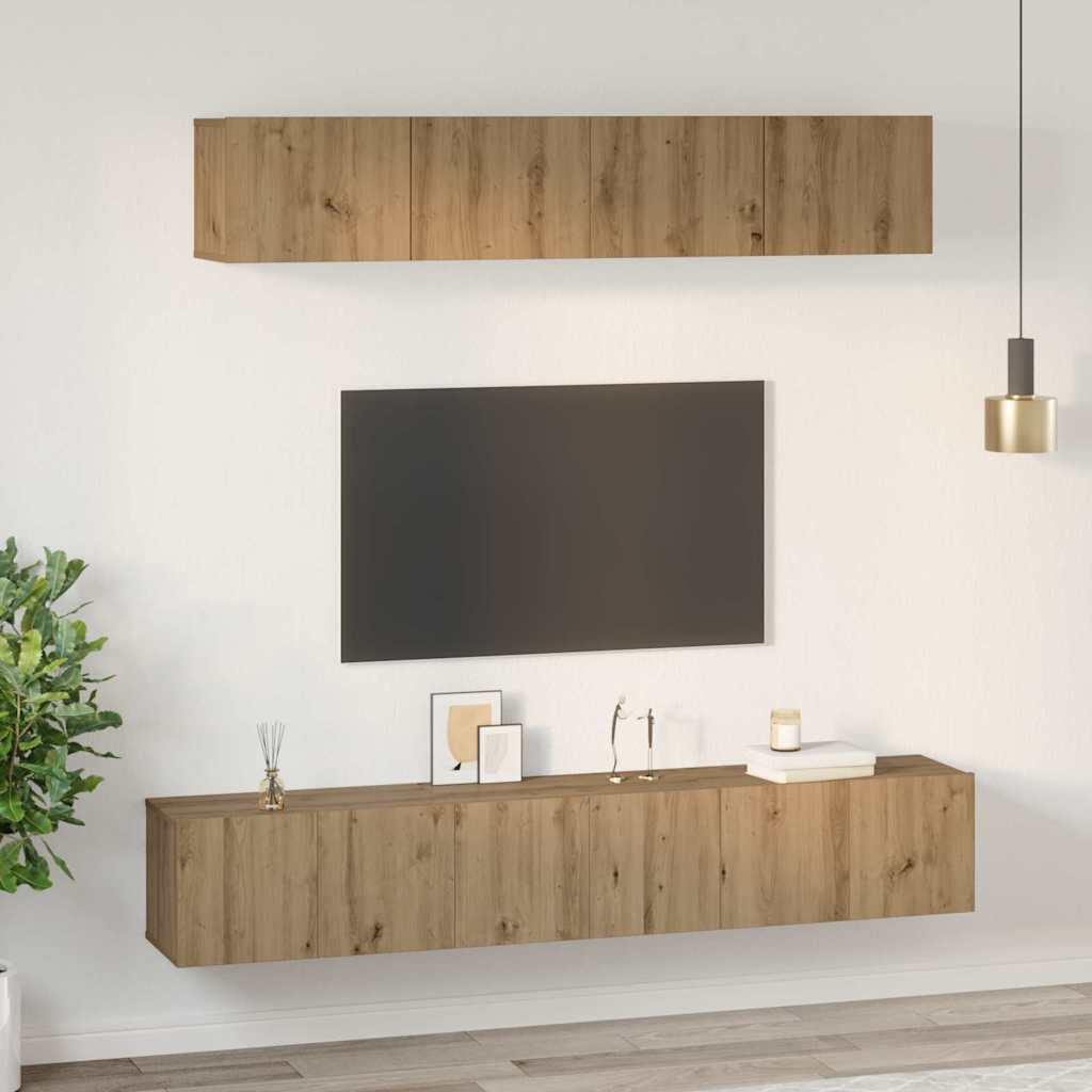 Ensemble meuble TV 5 pc Chêne artisanal Bois d'ingénierie