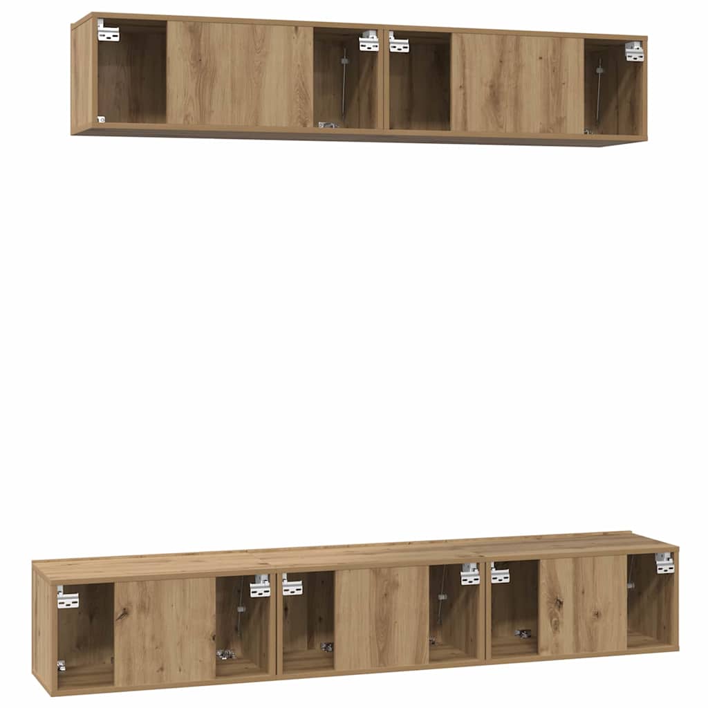 Ensemble meuble TV 5 pc Chêne artisanal Bois d'ingénierie