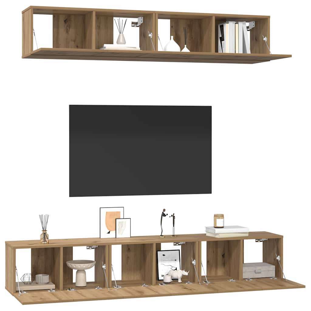 Ensemble meuble TV 5 pc Chêne artisanal Bois d'ingénierie