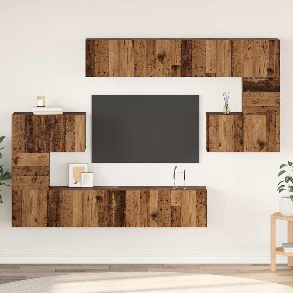 Ensemble meuble TV 8 pcs Bois Ancien Bois d'ingénierie - XIOS