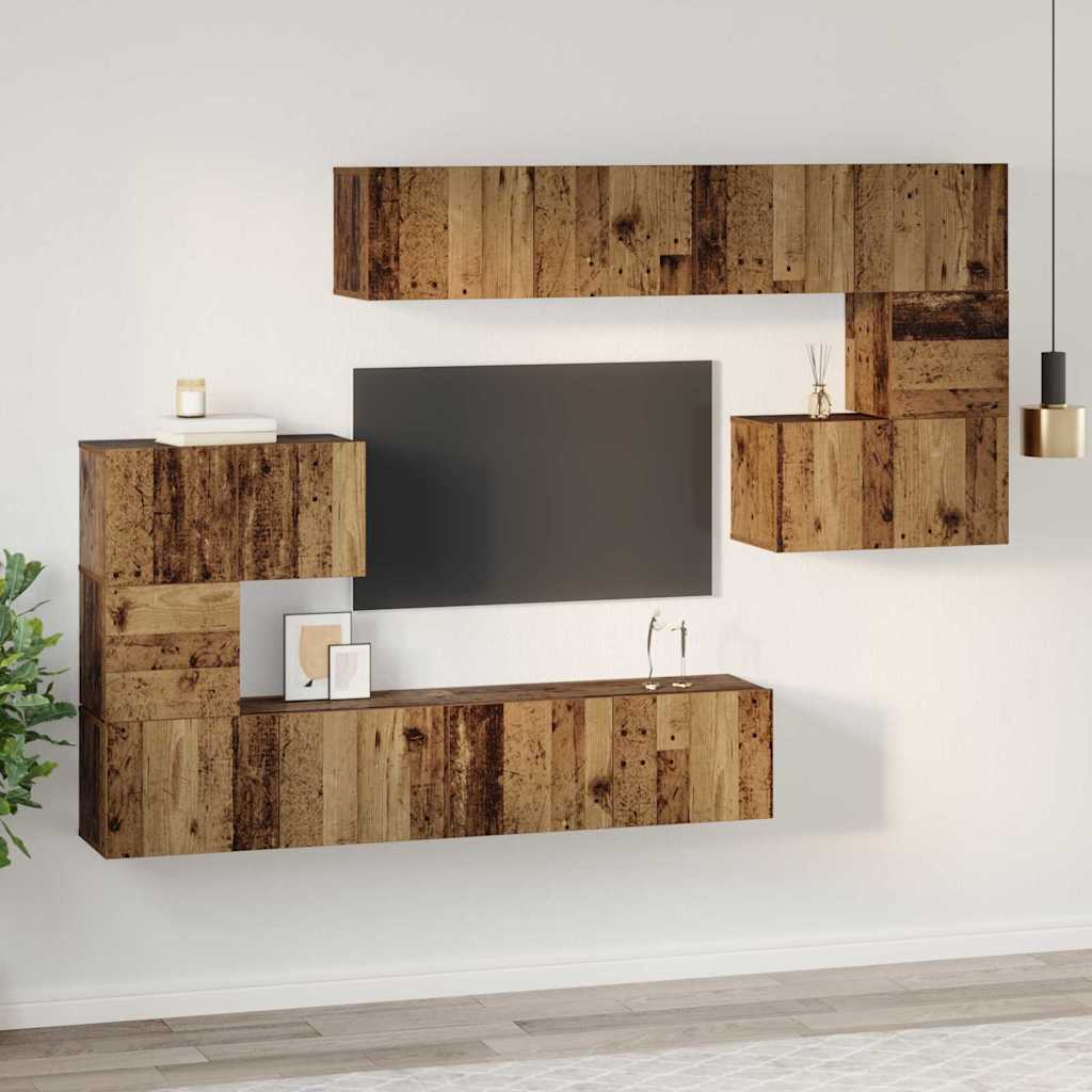 Ensemble meuble TV 8 pcs Bois Ancien Bois d'ingénierie - XIOS