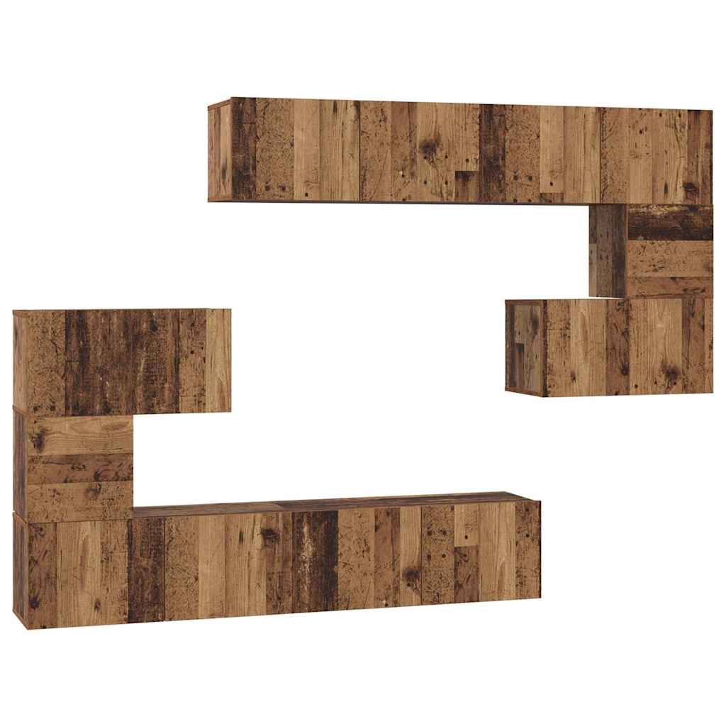 Ensemble meuble TV 8 pcs Bois Ancien Bois d'ingénierie - XIOS