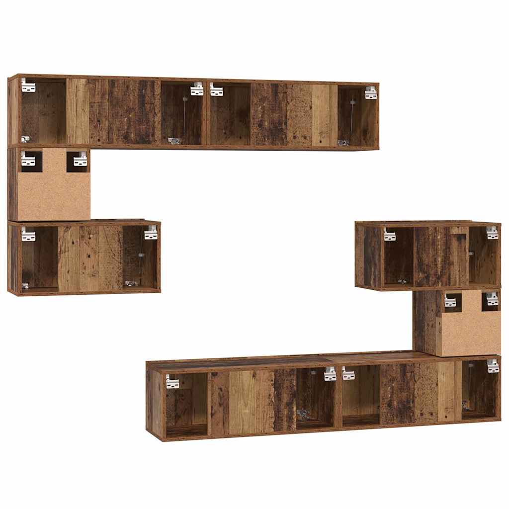 Ensemble meuble TV 8 pcs Bois Ancien Bois d'ingénierie - XIOS