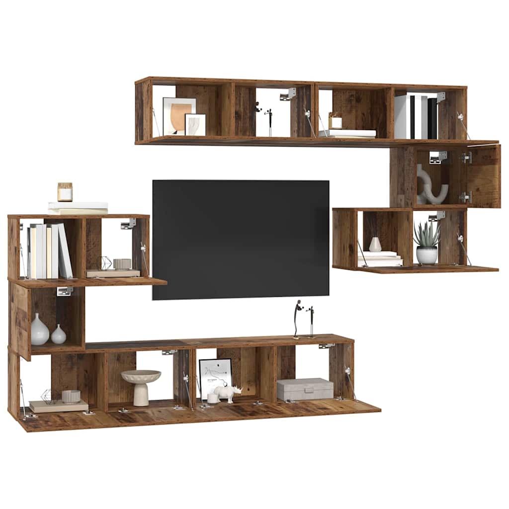 Ensemble meuble TV 8 pcs Bois Ancien Bois d'ingénierie - XIOS