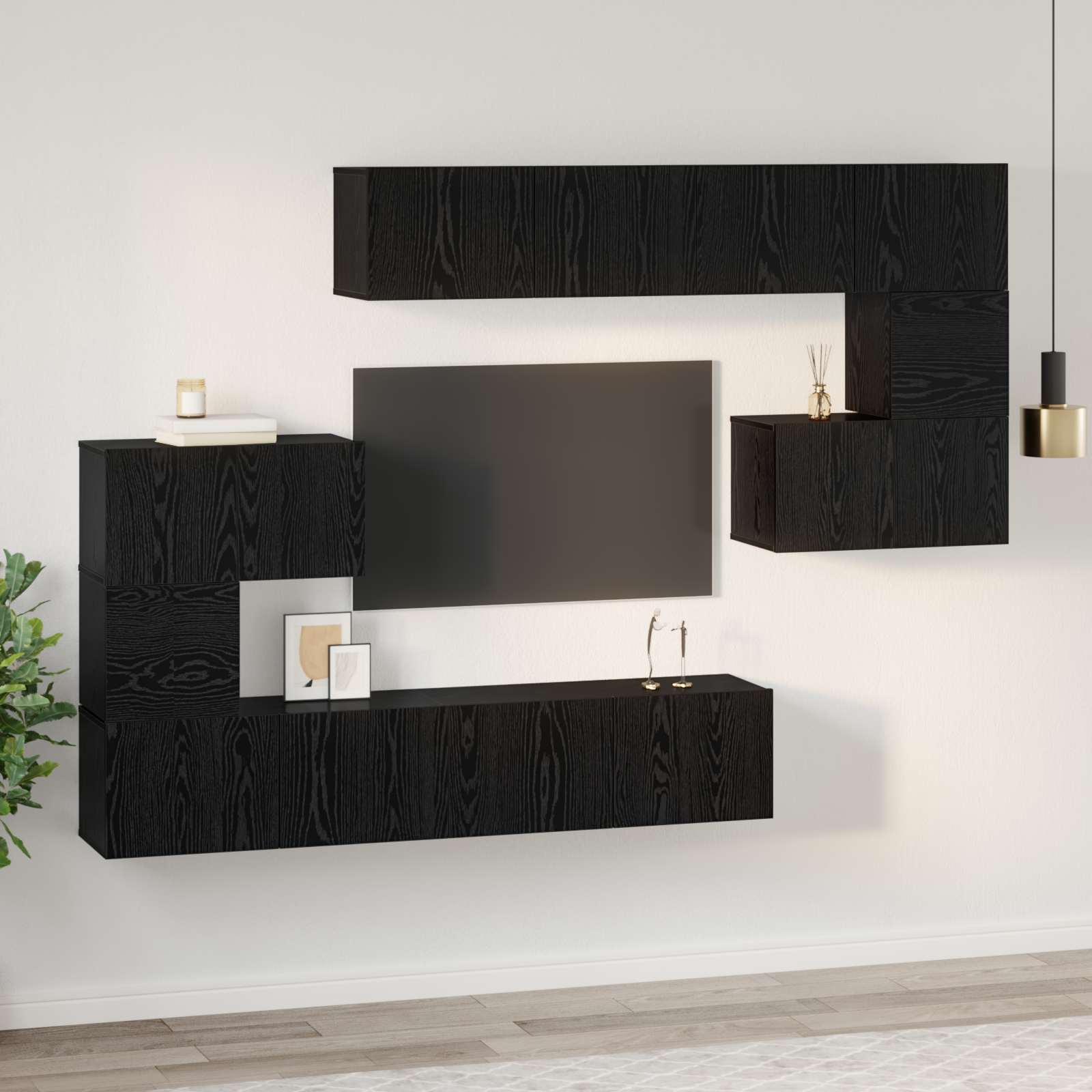 Ensemble meuble TV 8 pcs Chêne noir Bois d'ingénierie - XIOS