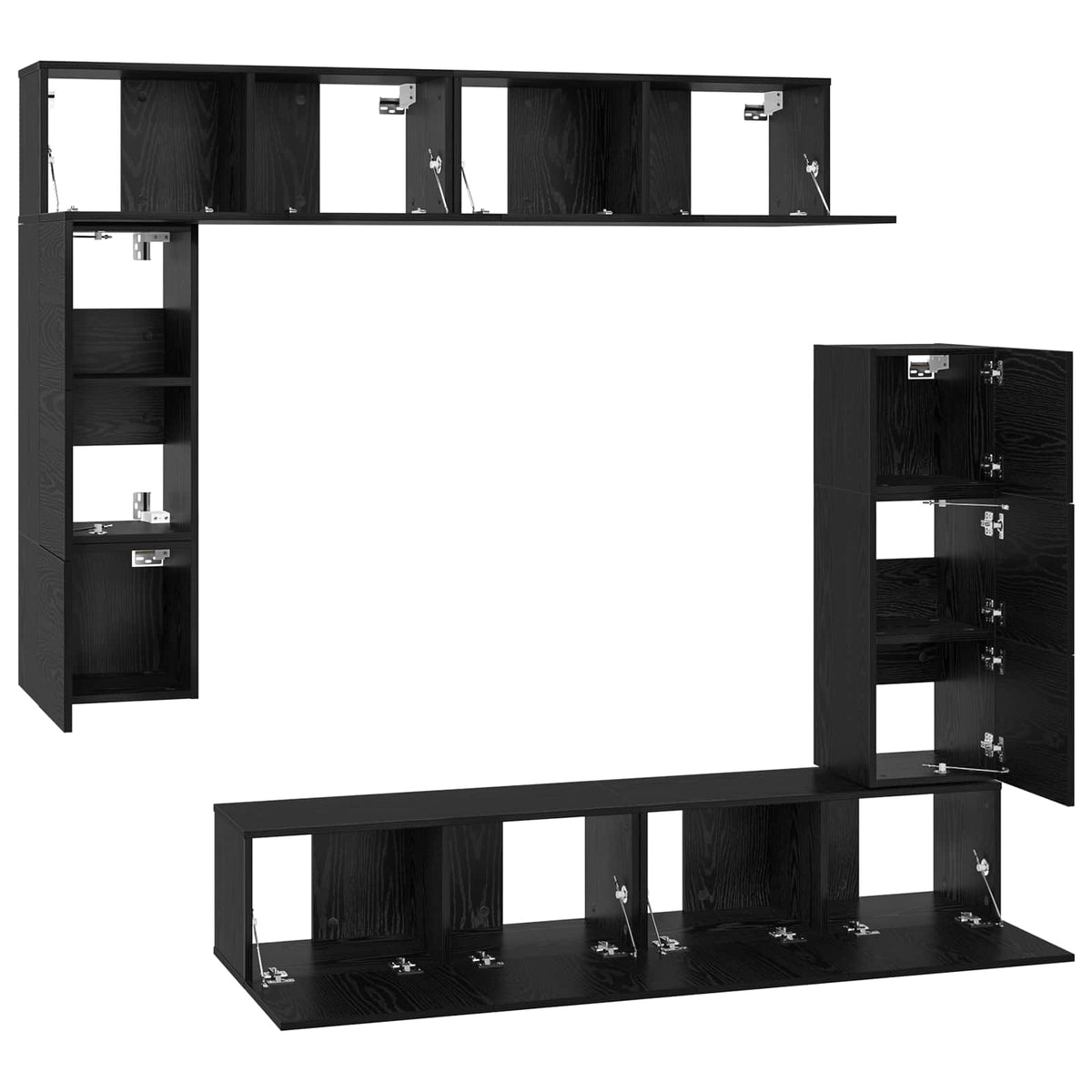 Ensemble meuble TV 8 pc Chêne noir Bois d'ingénierie