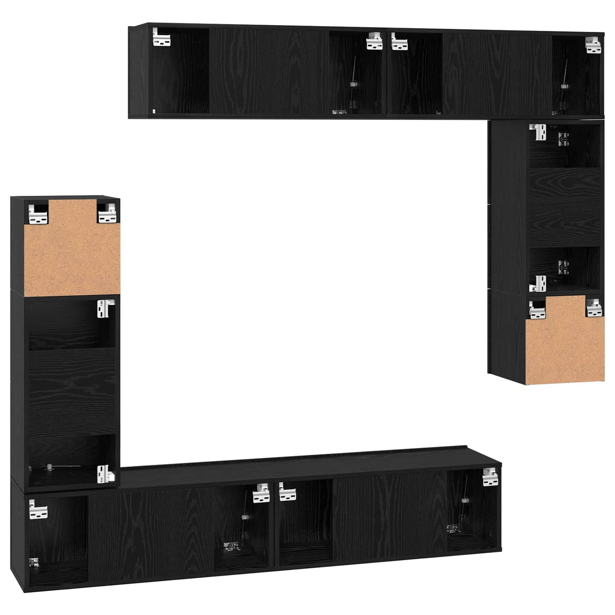 Ensemble meuble TV 8 pc Chêne noir Bois d'ingénierie