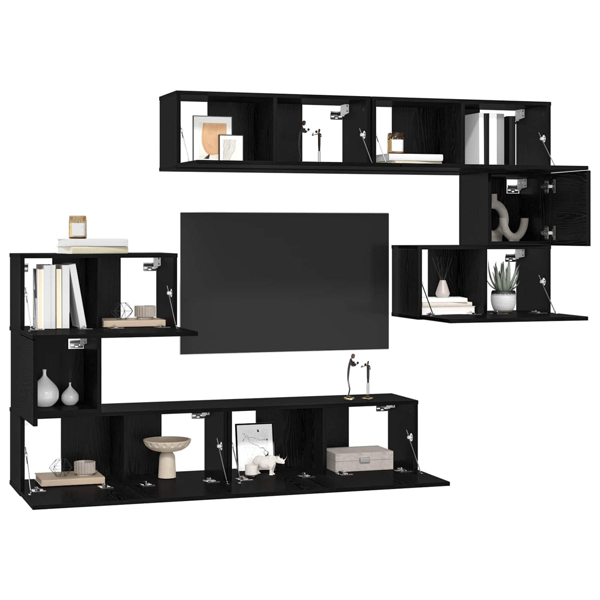 Ensemble meuble TV 8 pc Chêne noir Bois d'ingénierie