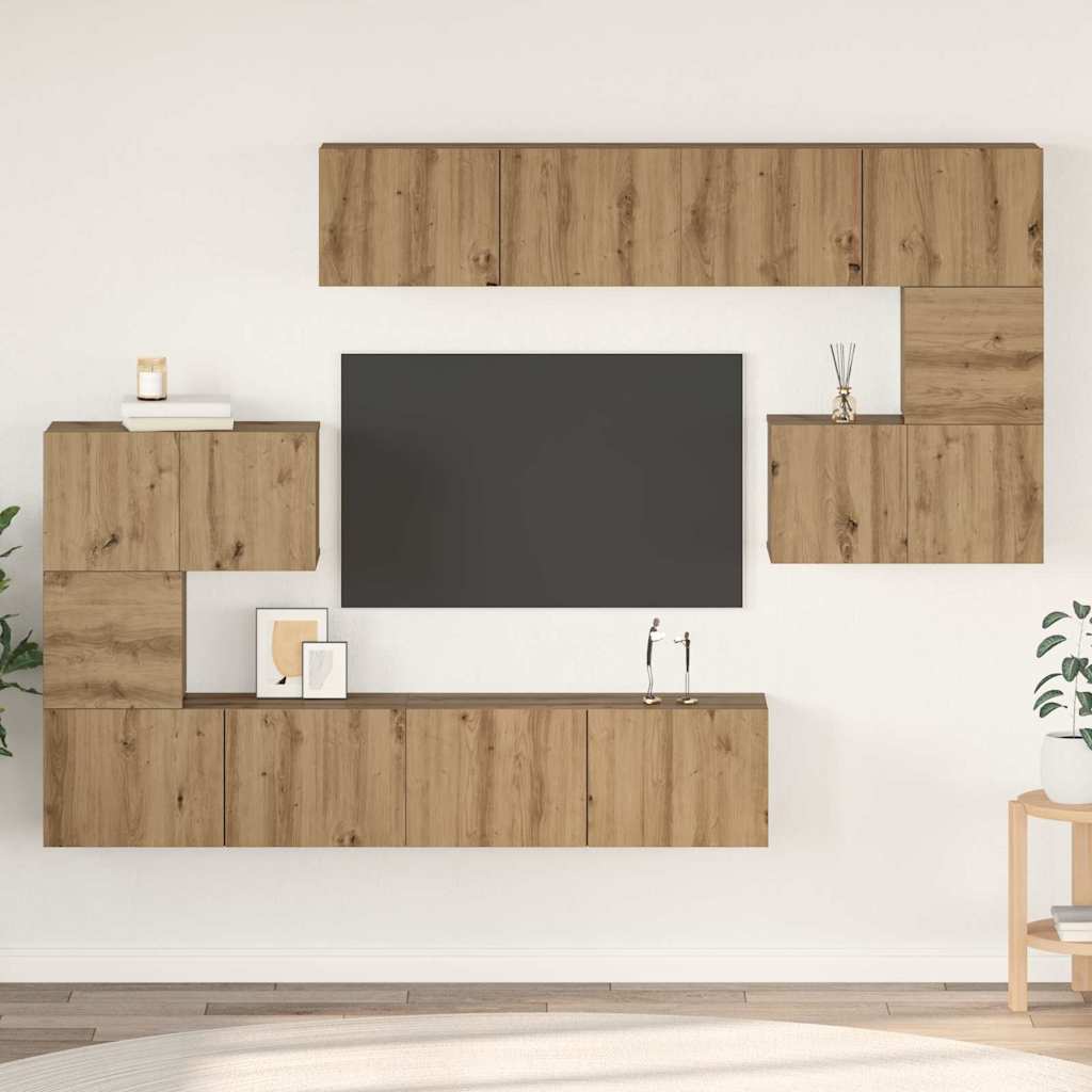 Ensemble meuble TV 8 pcs Chêne artisanal Bois d'ingénierie - XIOS