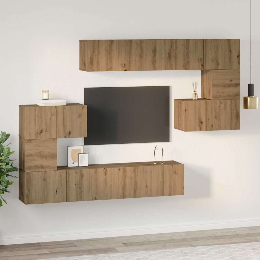 Ensemble meuble TV 8 pcs Chêne artisanal Bois d'ingénierie - XIOS
