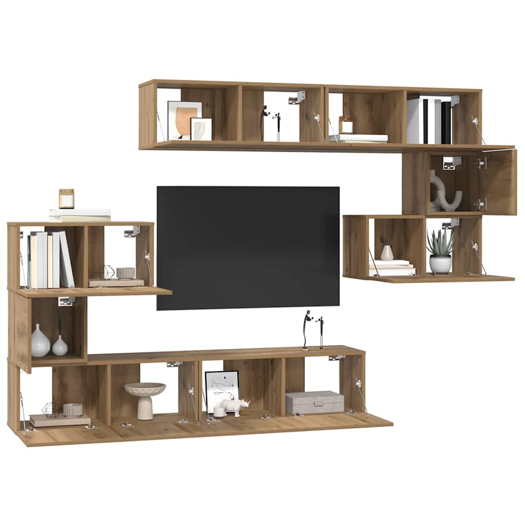 Ensemble meuble TV 8 pcs Chêne artisanal Bois d'ingénierie - XIOS