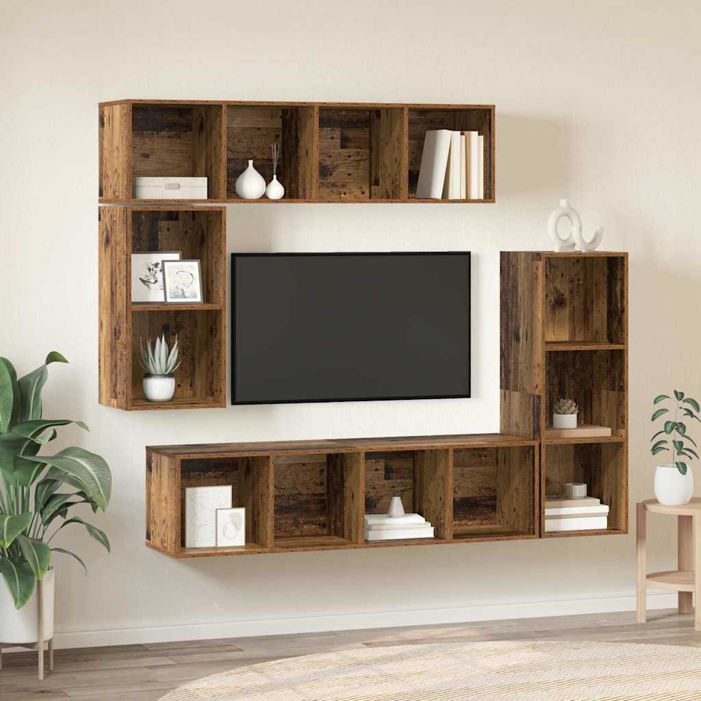 Ensemble meuble TV 4 pc Bois ancien Bois d'ingénierie