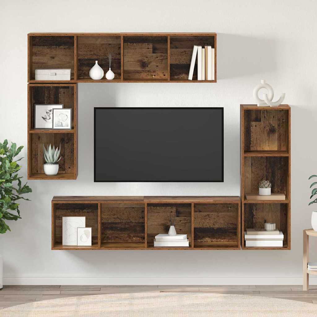 Ensemble meuble TV 4 pc Bois ancien Bois d'ingénierie