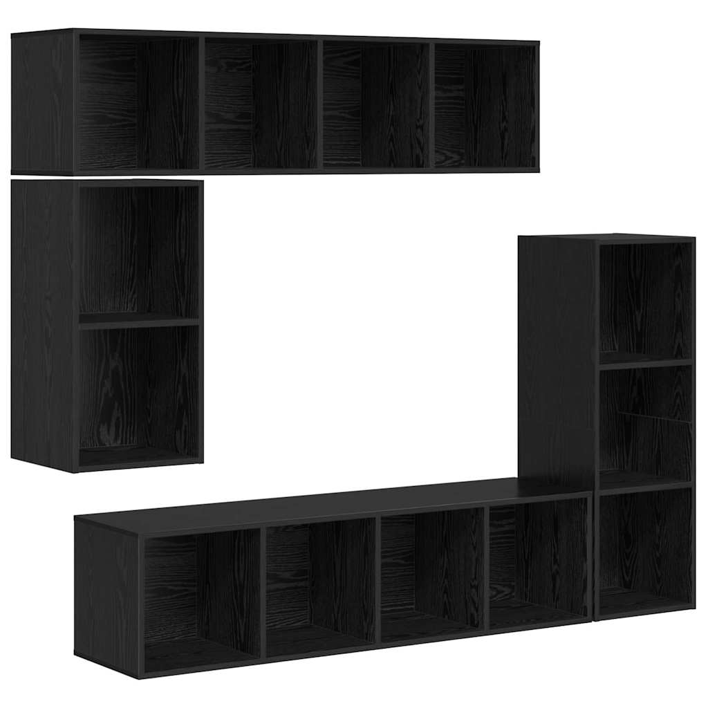Ensemble meuble TV 4 pc Chêne noir Bois d'ingénierie