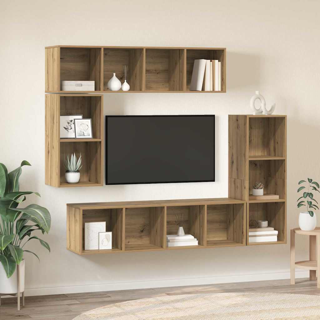 Ensemble meuble TV 4 pc Chêne artisanal Bois d'ingénierie