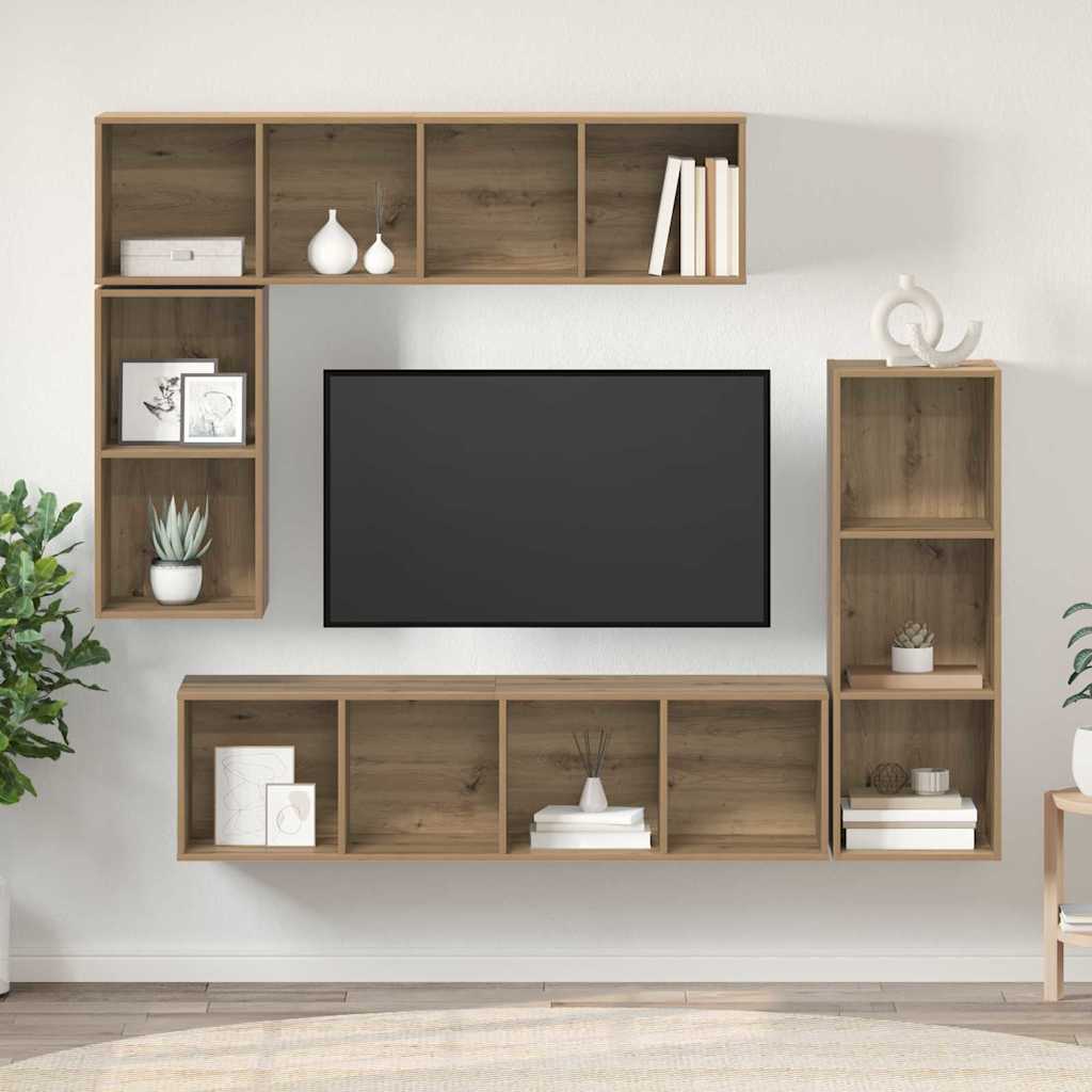 Ensemble meuble TV 4 pc Chêne artisanal Bois d'ingénierie