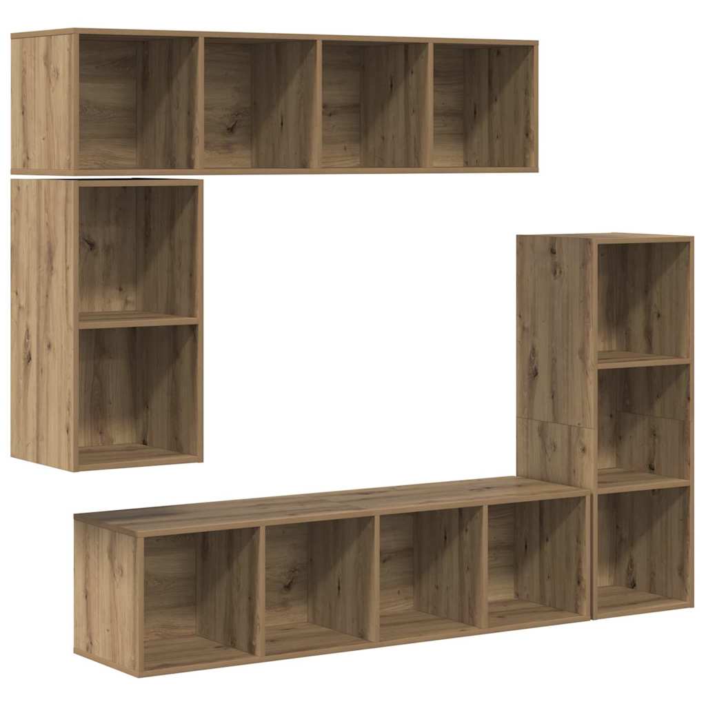 Ensemble meuble TV 4 pc Chêne artisanal Bois d'ingénierie